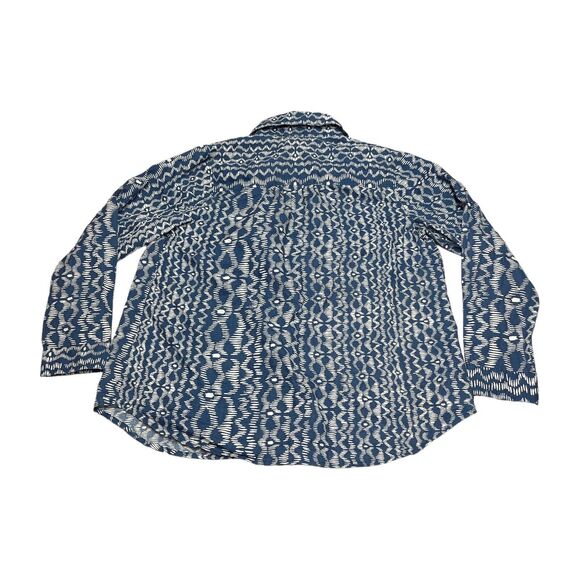 Roaman’s Button Up Long Sleeve Blue/White Comfortable Shirt Women’s Size Small - Picture 3 of 7